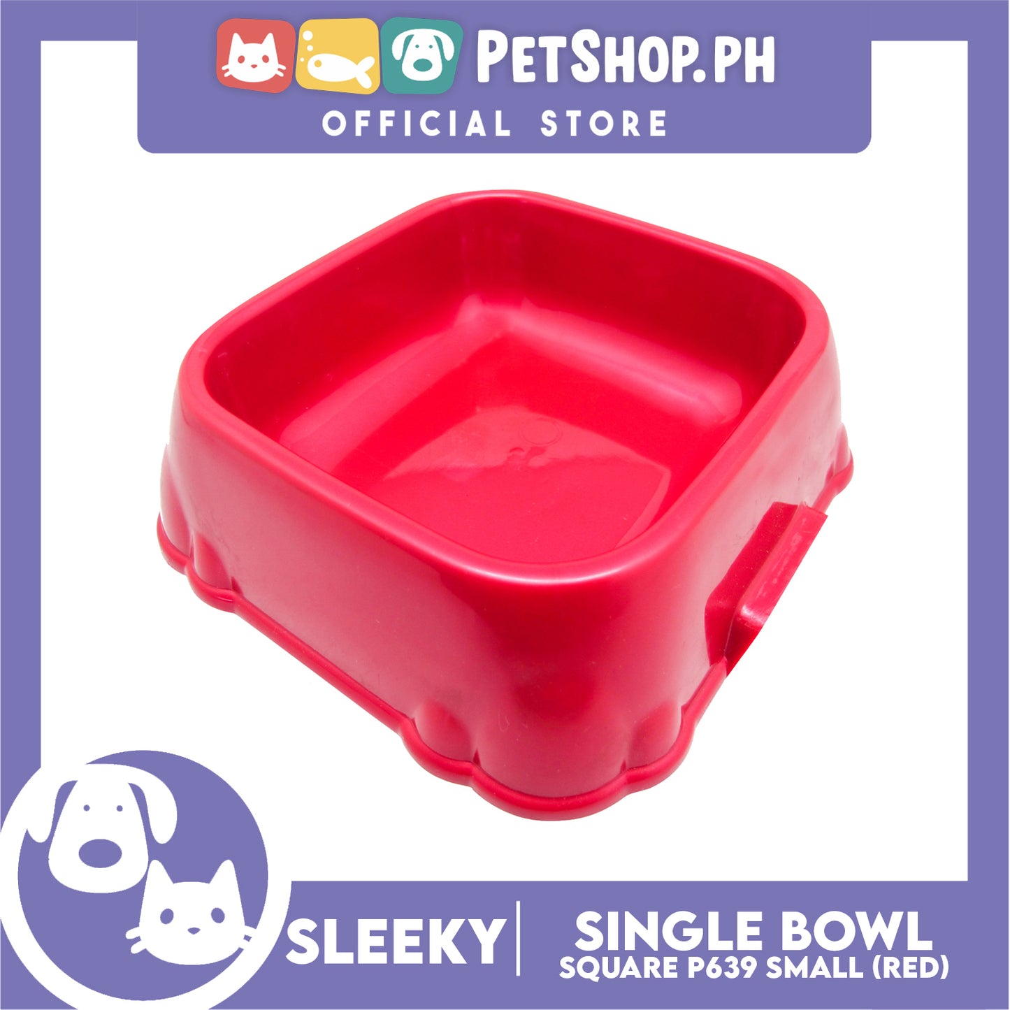 P639 Square Single Bowl Small Red
