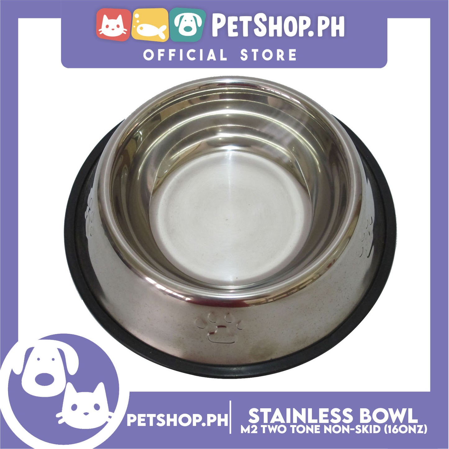 M2 Two Tone Non Skid Stainless Bowl 16oz