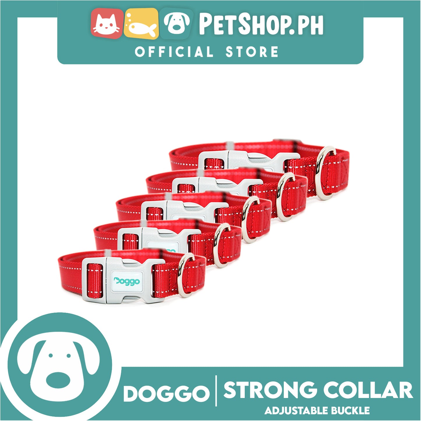 Doggo Strong Collar Medium Size (Red) Soft And Durable Collar for Your Dog