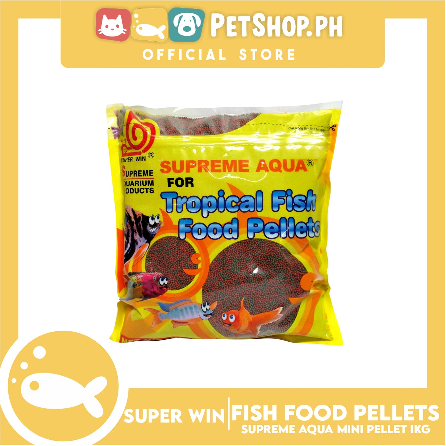 Super Win Supreme Aqua Tropical for Fish Food Pellets Mini Mix 1kg