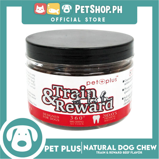 Pet Plus Train and Reward Dental Star Stick In a Jar (Natural Dog Chew Beef Flavor) 360 Brushing Action Designed for Dogs Reward Treats