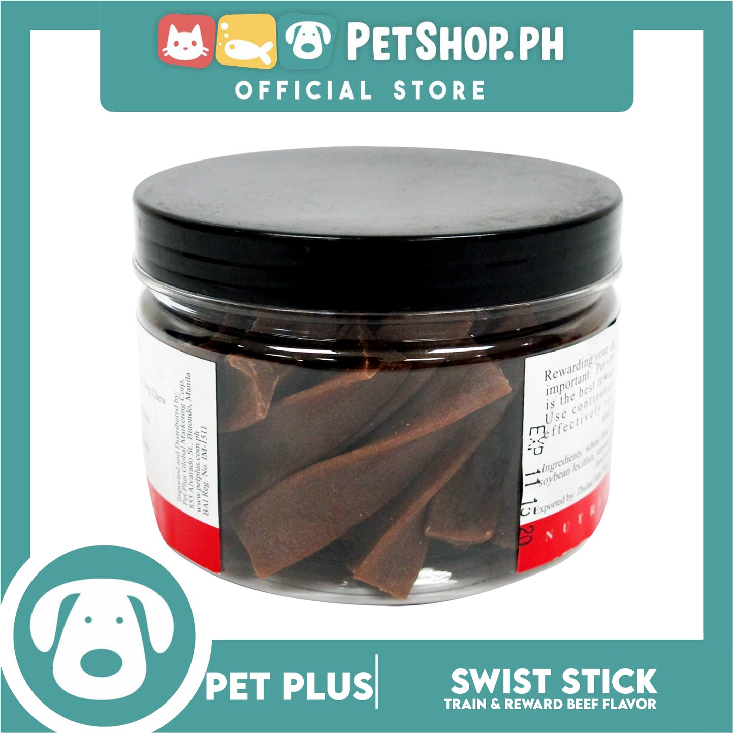 Pet Plus Train and Reward Dental Star Stick In a Jar (Twist Bone Beef Flavor) 360 Brushing Action Designed for Dogs Reward Treats