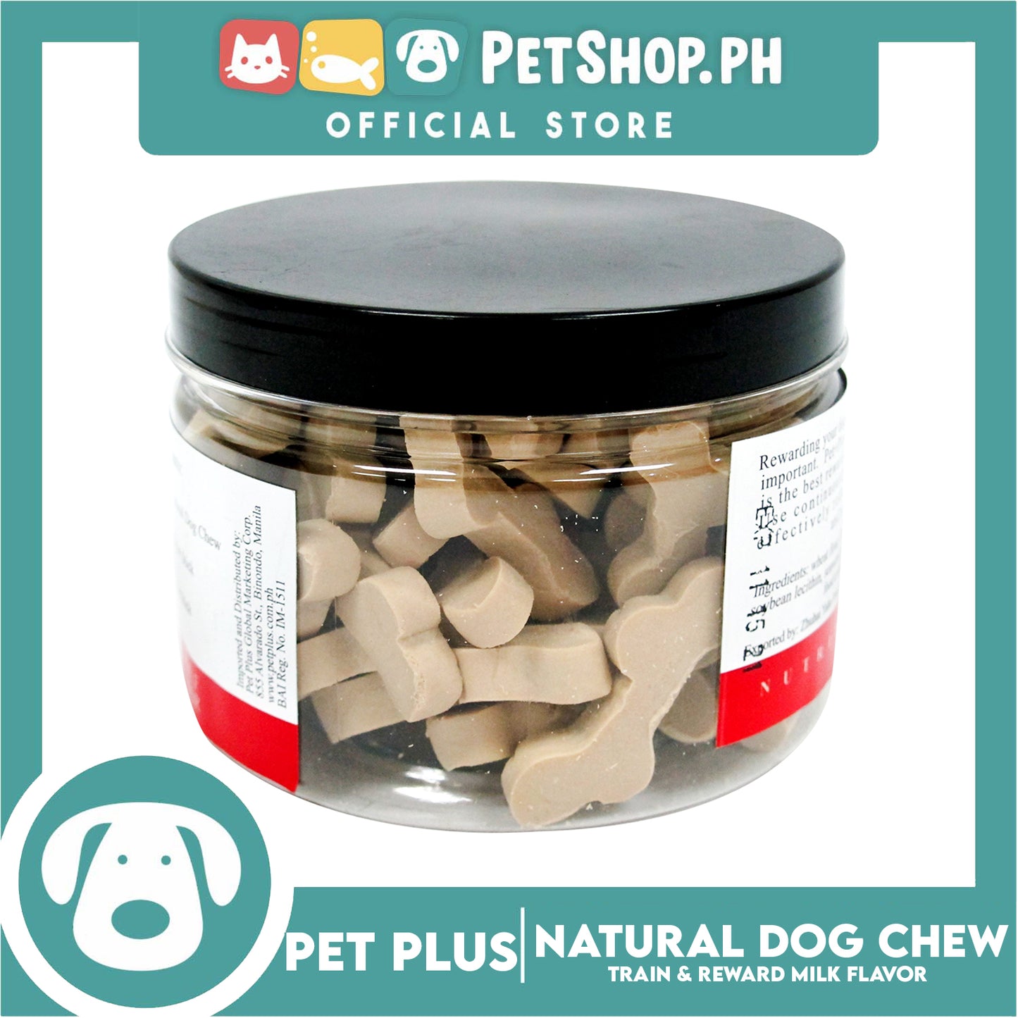 Pet Plus Train and Reward Dental Star Stick In a Jar (Natural Dog Chew Milk Flavor) 360 Brushing Action Designed for Dogs Reward Treats