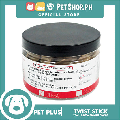 Pet Plus Train and Reward Dental Star Stick In a Jar (Twist Bone Milk Flavor) 360 Brushing Action Designed for Dogs Reward Treats