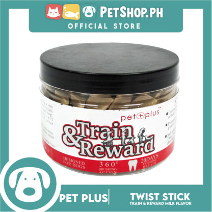 Pet Plus Train and Reward Dental Star Stick In a Jar (Twist Bone Milk Flavor) 360 Brushing Action Designed for Dogs Reward Treats