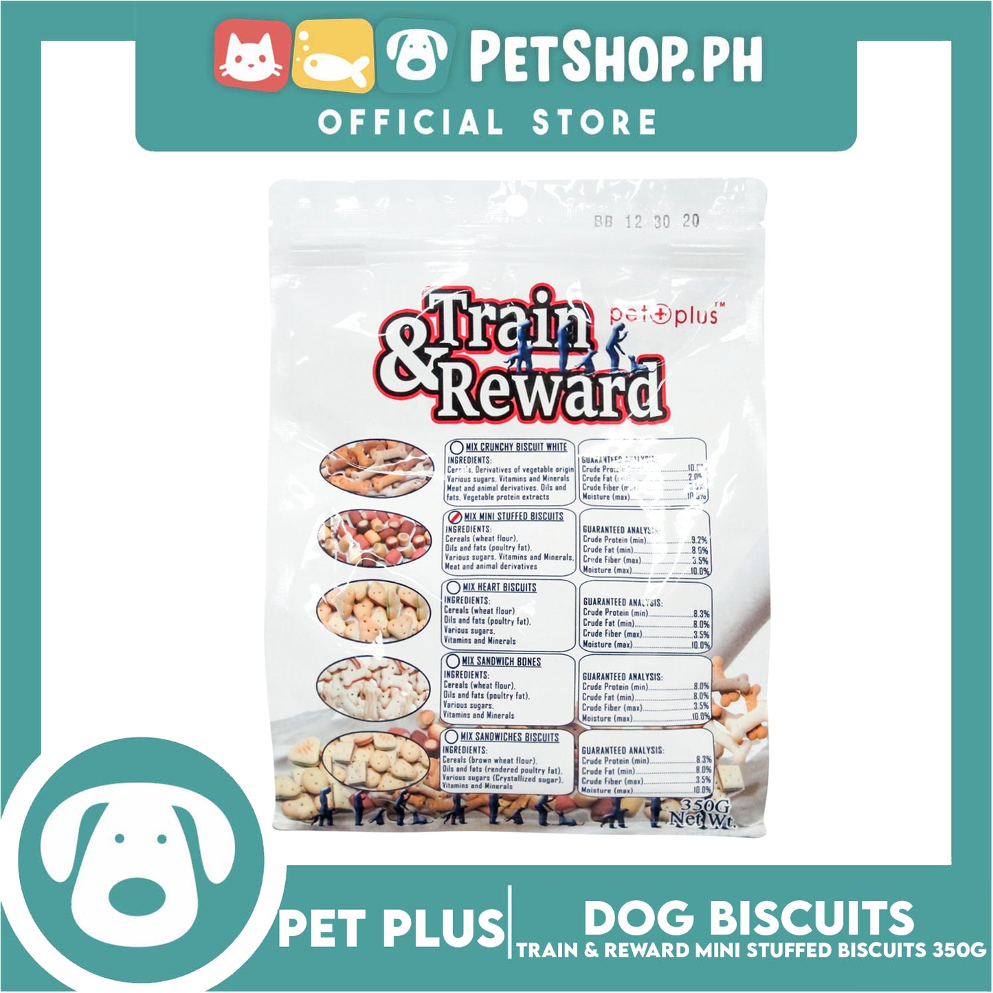 Pet Plus Train and Reward 350g (Mix Mini Stuffed Biscuits) Healthy and Nutritious Biscuits For Dogs