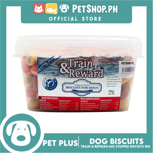 Pet Plus Train and Reward 1kg (Mix Mini Stuffed Biscuits) Healthy and Nutritious Biscuits For Dogs