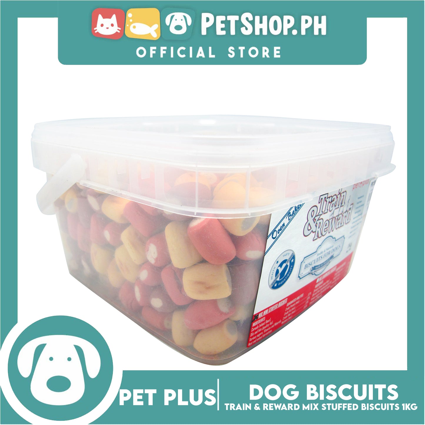 Pet Plus Train and Reward 1kg (Mix Mini Stuffed Biscuits) Healthy and Nutritious Biscuits For Dogs