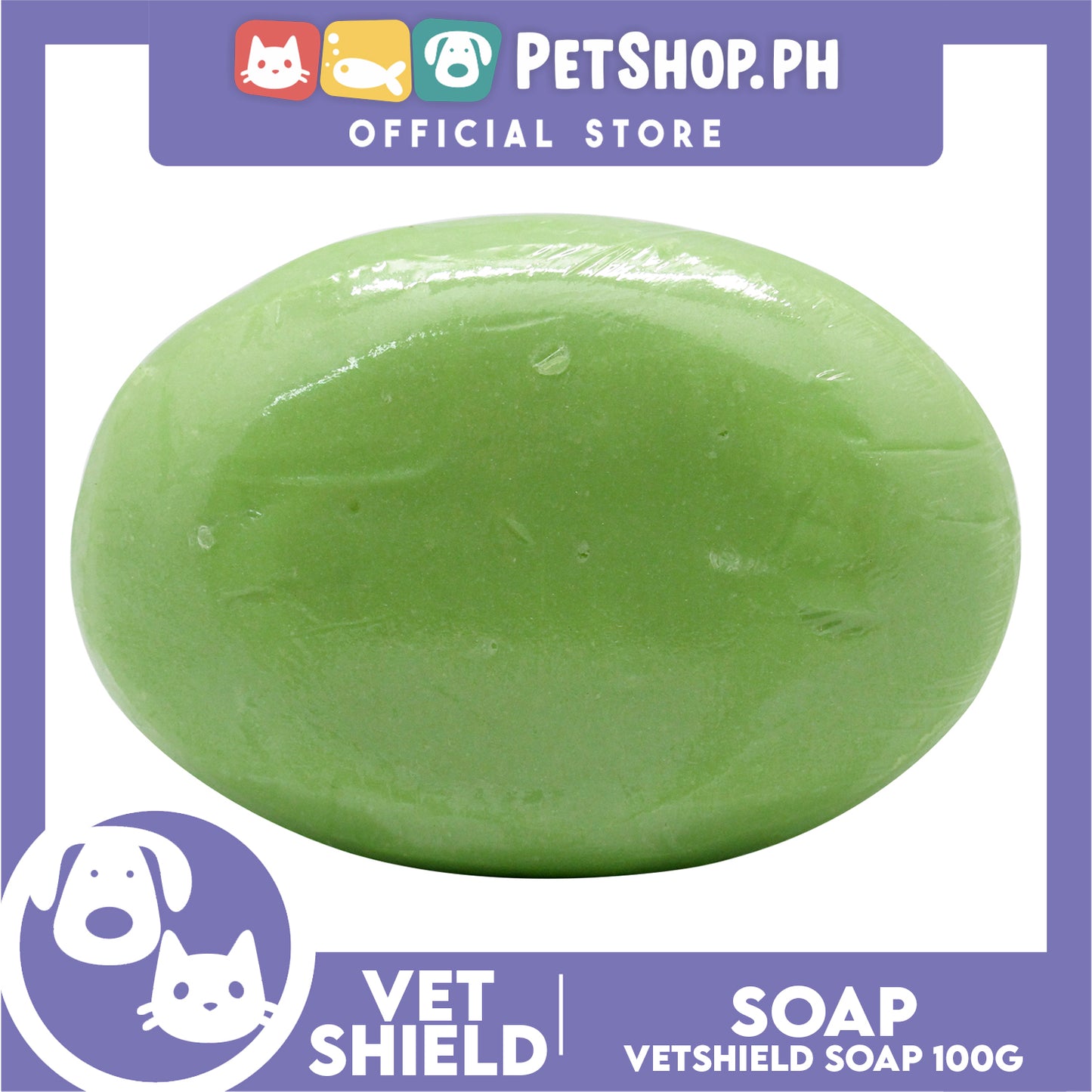Vetshield Companion Animal Health Soap, Herbal Formula With Alaga Extract 100g Dog Soap