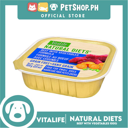 VitaLife Natural Diets, Grain Free 100g (Beef With Vegetables) Dog Food for Small Dogs, Dog Wet Food