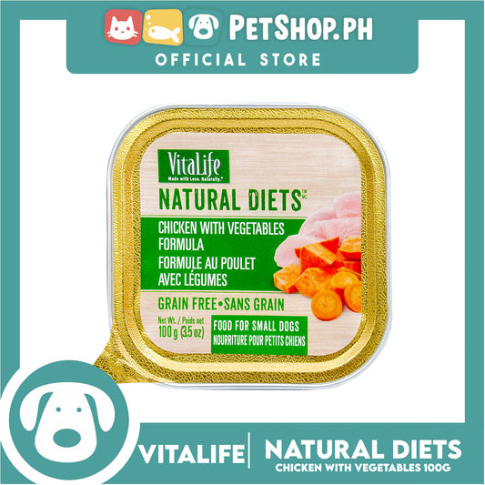 VitaLife Natural Diets, Grain Free 100g (Chicken With Vegetables) Dog Food for Small Dogs, Dog Wet Food