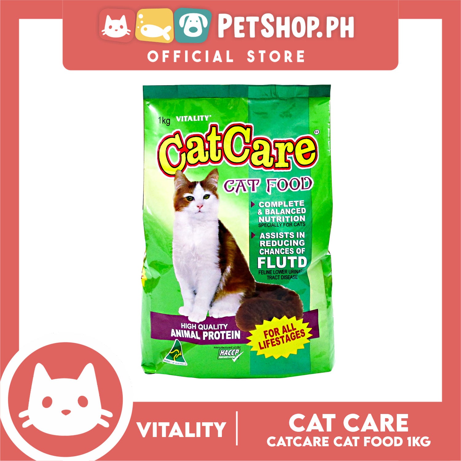 Vitality Cat Care Cat Food 1kg High Quality Animal Protein