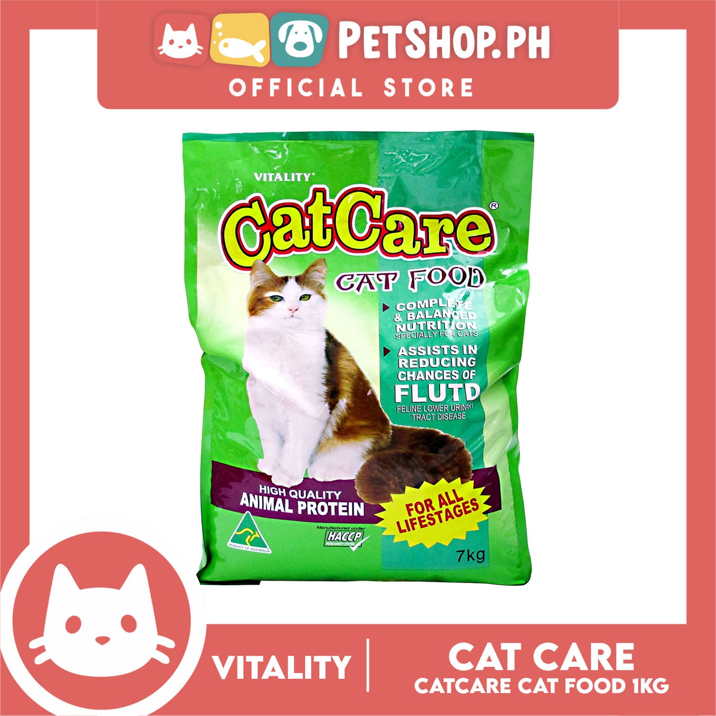 Vitality Cat Care Cat Food 7kg High Quality Animal Protein, Complete And Balanced Nutrition For All Lifestages Cat Food, Cat Dry Food