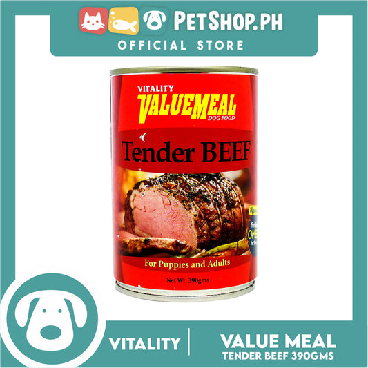 Vitality ValueMeal Canned Dog Food For Puppies And Adults 390g (Tender Beef) Dog Food, Dog Wet Food