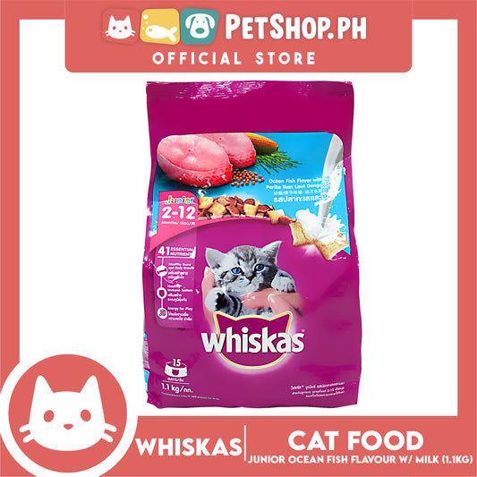 Whiskas Cat Food Dry Junior Ocean Fish Flavour With Milk 1.1kg