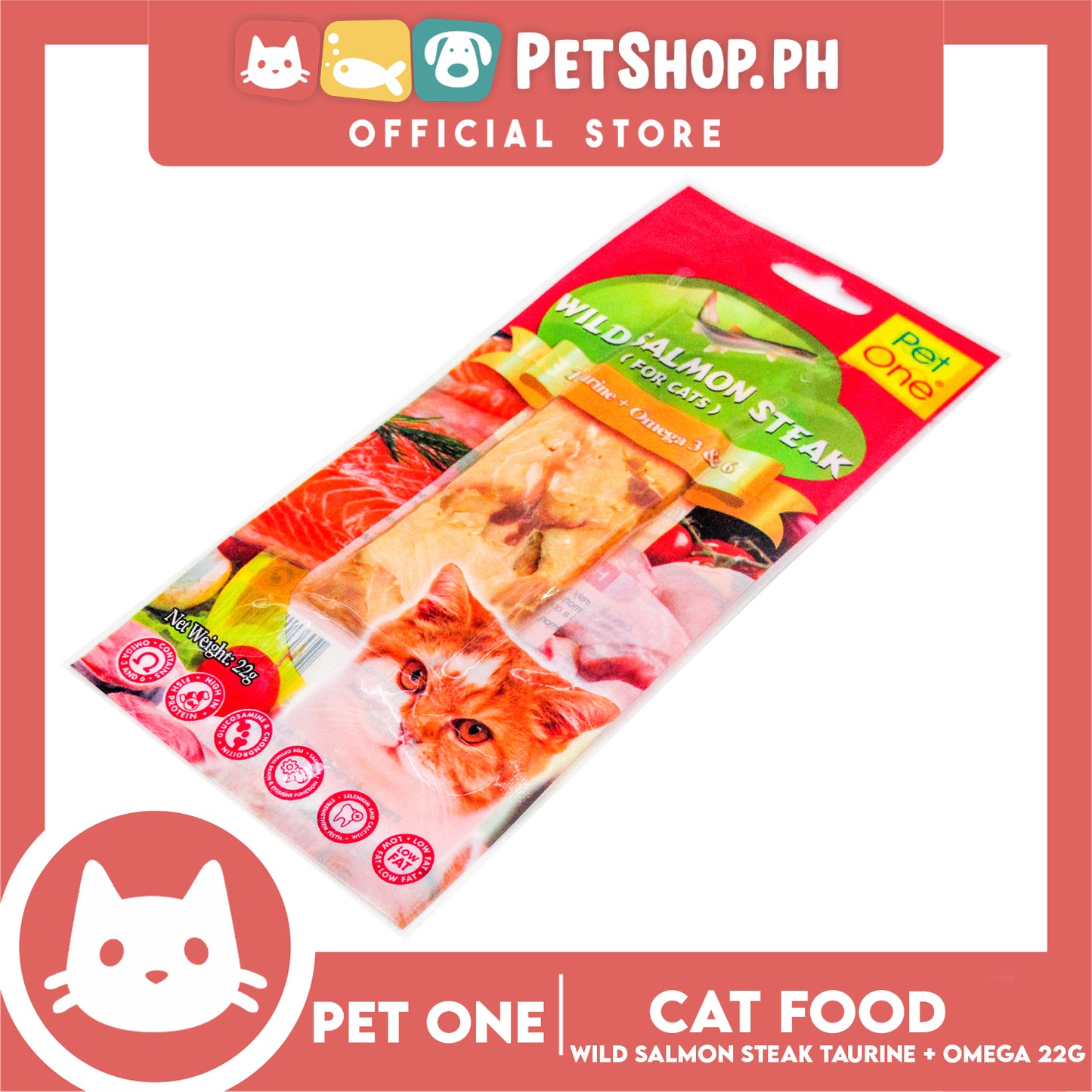 Pet One Wild Salmon Steak 22g Taurine And Omega 3 And 6 (For Cats)