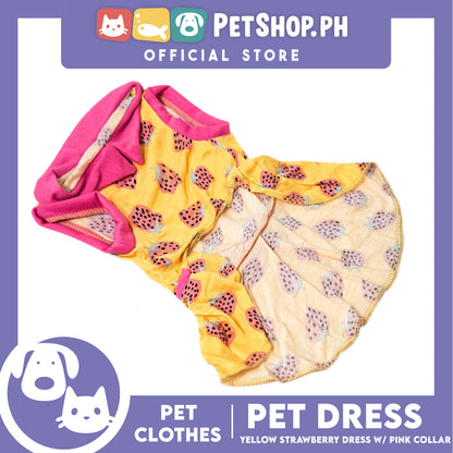 Yellow Strawberry Dress with Collar (Extra Large) for Puppy, Small Dogs and Cats