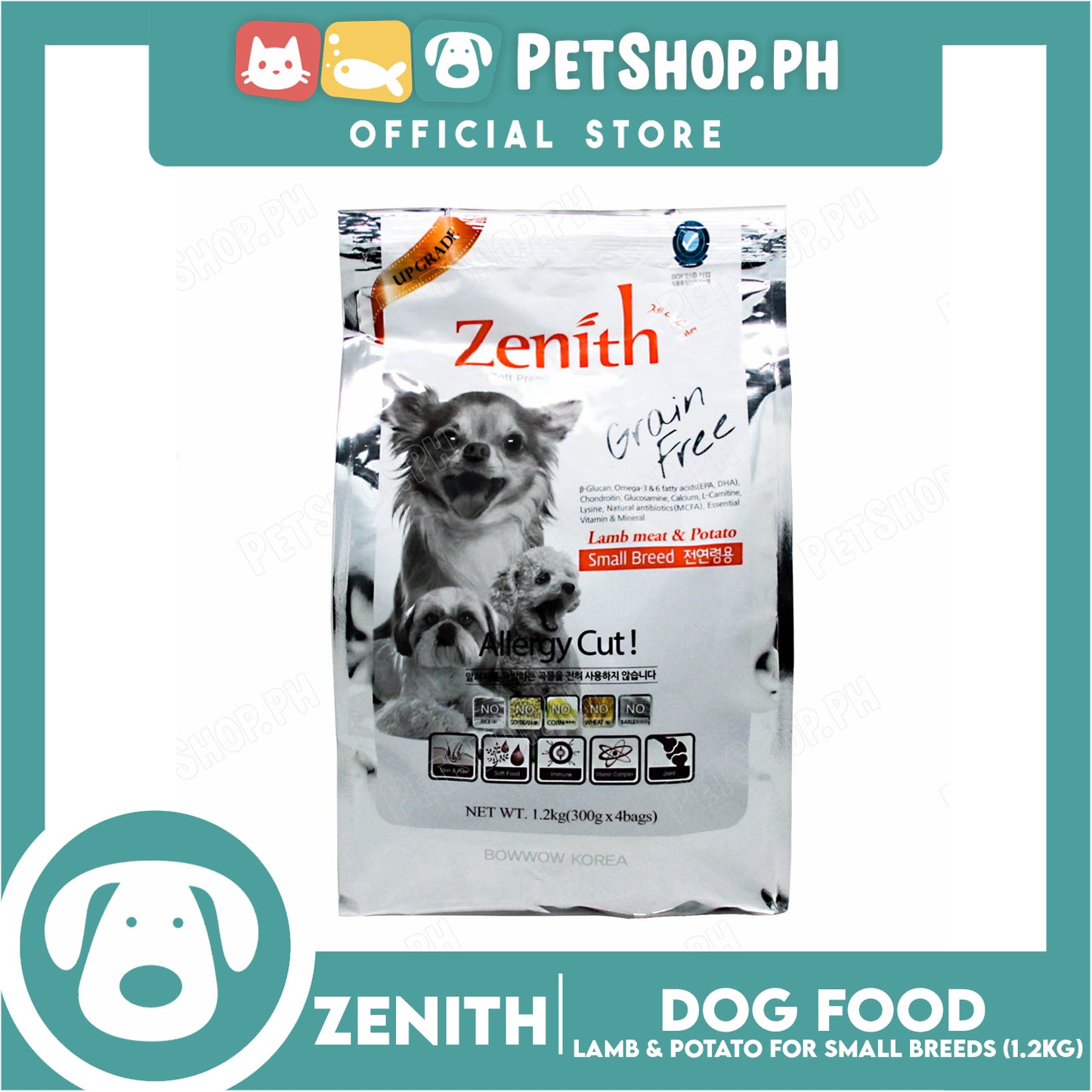 Zenith Soft Premium Allergy Cut, Grain Free Dog Food For Small Breed 1.2kg (Lamb Meat And Potato) 1031 Dog Dry Food