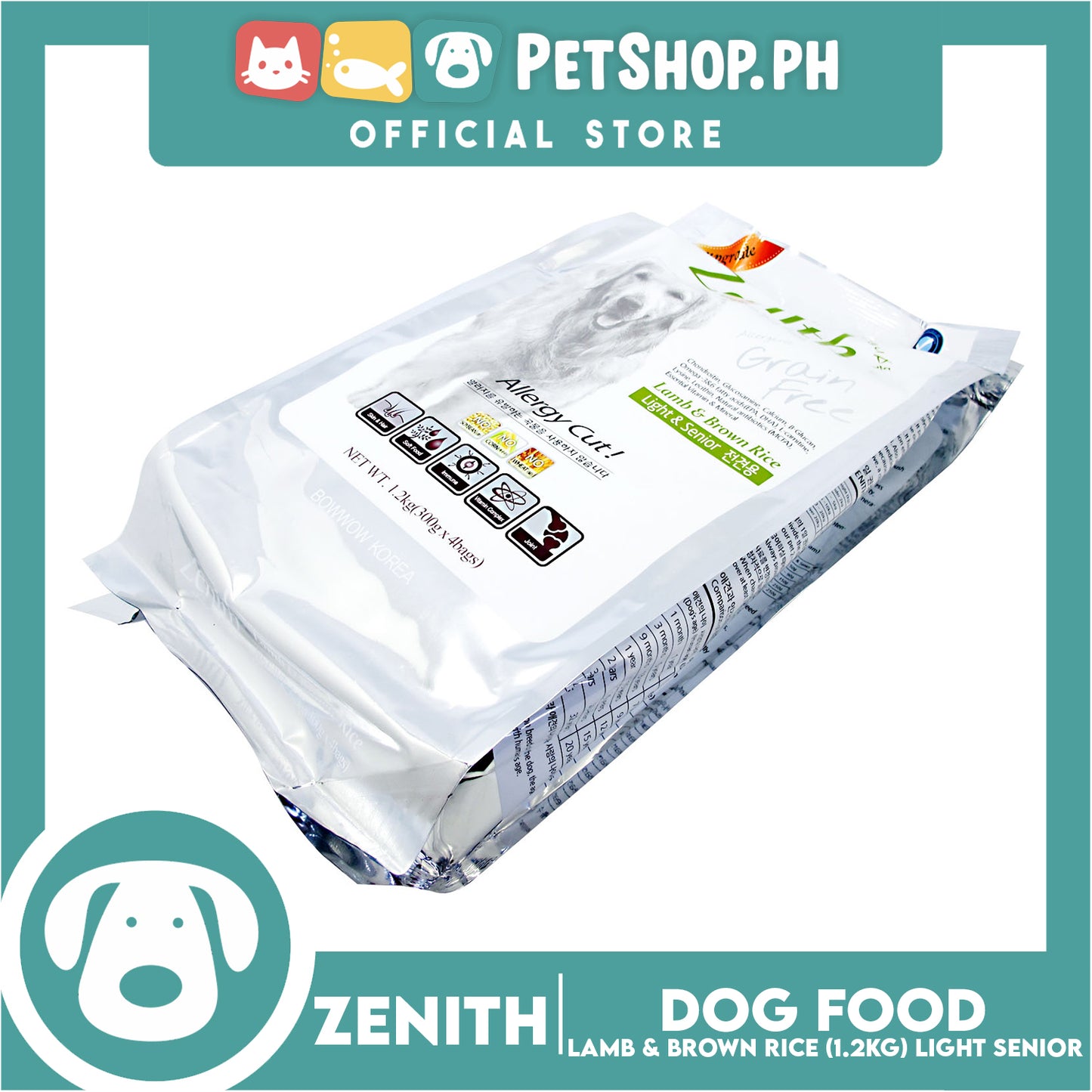 Zenith Soft Premium Allergy Cut, Grain Free For Light And Senior Dog Food 1.2kg (Lamb And Brown Rice) 2964 Dog Dry Food