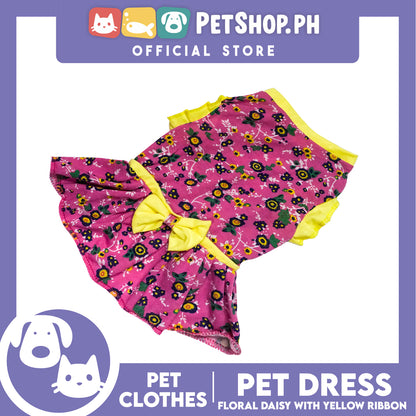 Pet Dress Floral Daisy with Yellow Ribbon (Extra Large) Pet Dress Clothes Perfect for Dog