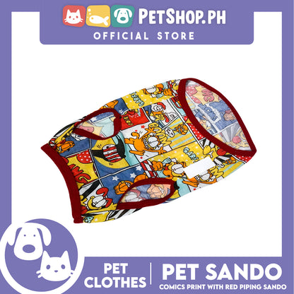 Pet Sando Comics Print with Red Piping (Small) Pet Shirt Clothes Perfect fit for Dogs