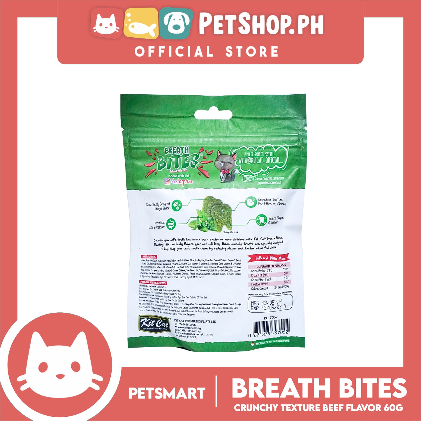 Kit Cat Breath Bites Beef Flavor 60g Cat Treats