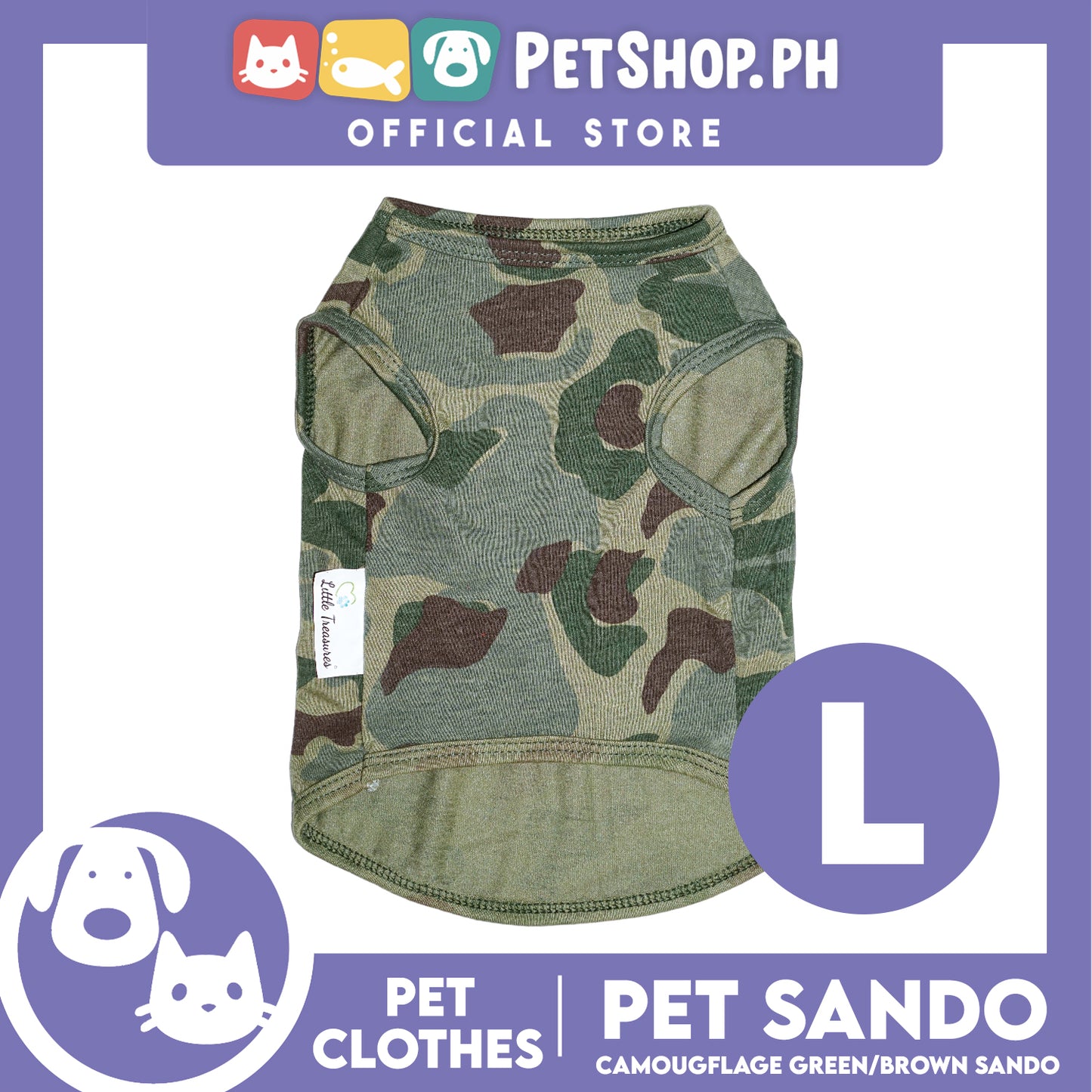 Pet Sando Camouflage Green and Brown (Large) Perfect Fit for Dogs and Cats