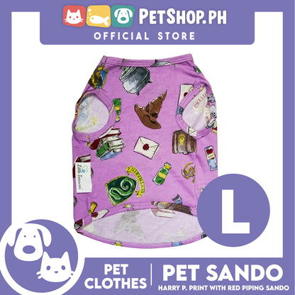 Pet Sando School of Wizardry Print with Red Piping (Large) Pet Shirt Clothes Perfect fit for Dogs