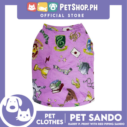 Pet Sando School of Wizardry Print with Red Piping (Extra Large) Pet Shirt Clothes Perfect fit for Dogs