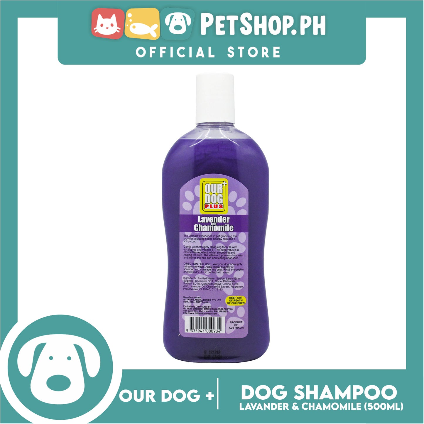 Our Dog Plus Lavender and Chamomile Shampoo 500ml
