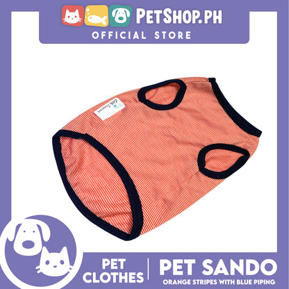 Pet Sando Orange Stripes with Blue Piping (Extra Large) Pet Shirt Clothes Perfect fit for Dogs
