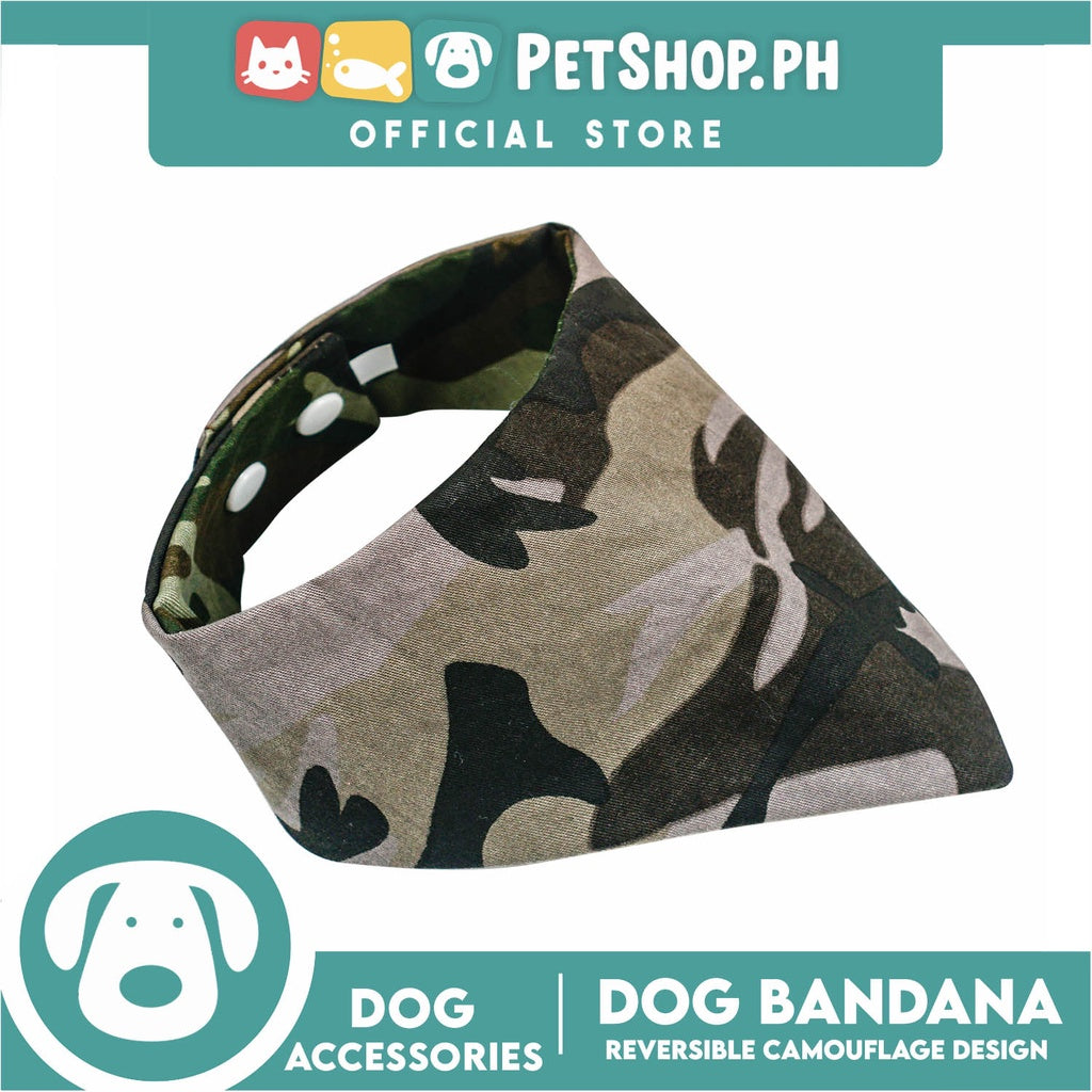 Dog Pet Bandana Reversible Camouflage Design Washable Scarf (Small)