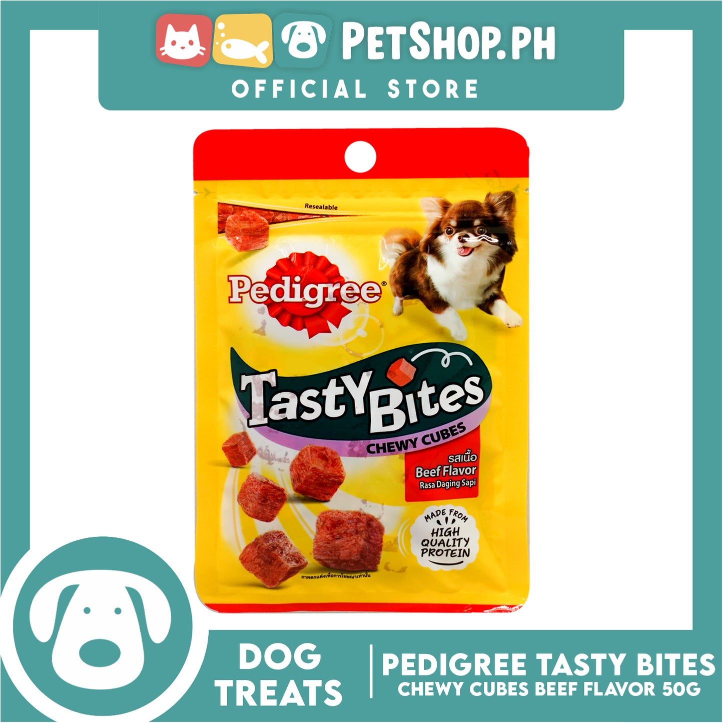 Pedigree Tasty Bites Chewy Cubes Beef Flavor 50g