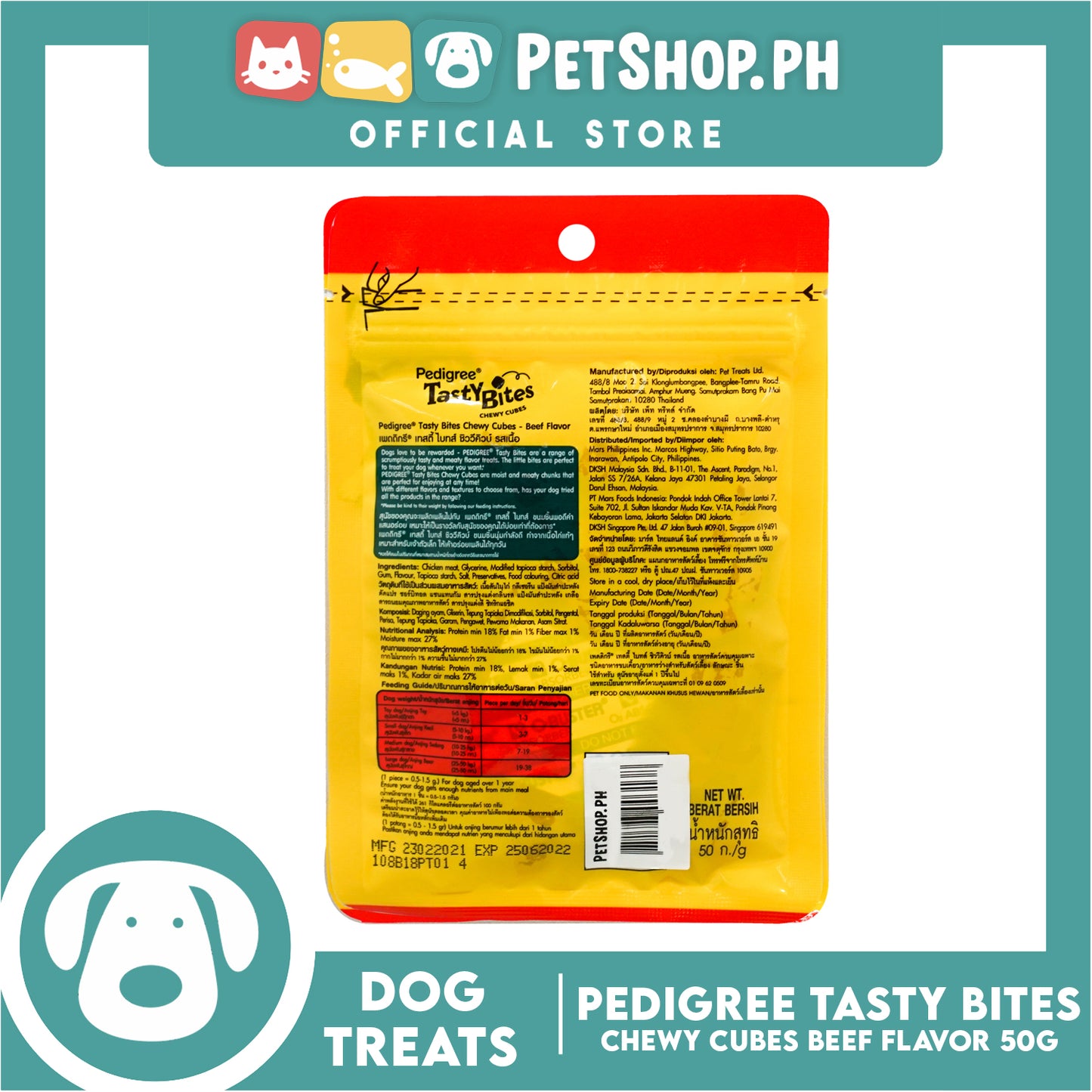 Pedigree Tasty Bites Chewy Cubes Beef Flavor 50g