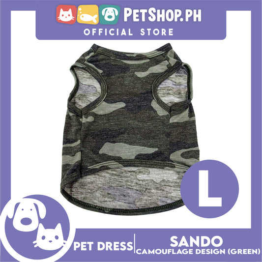 Pet Shirt Camouflage Design Sleeveless Green (Large) for Puppy, Small Dogs and Cats