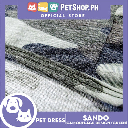 Pet Shirt Camouflage Design Sleeveless Gren (Medium) for Puppy, Small Dogs and Cats- Sando Breathable Clothes, Pet T-shirt