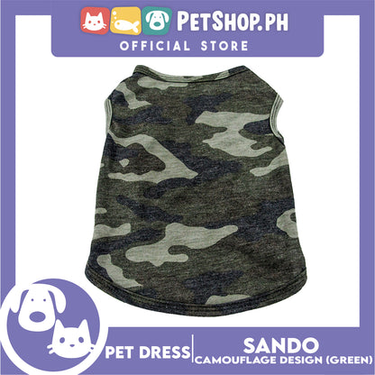 Pet Shirt Camouflage Design Sleeveless Gren (Medium) for Puppy, Small Dogs and Cats- Sando Breathable Clothes, Pet T-shirt