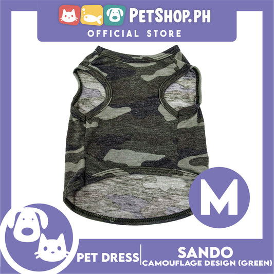 Pet Shirt Camouflage Design Sleeveless Gren (Medium) for Puppy, Small Dogs and Cats- Sando Breathable Clothes, Pet T-shirt