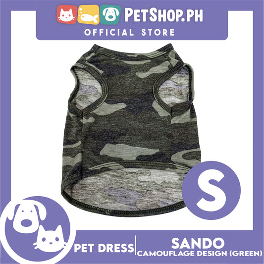 Pet Shirt Pet Sando Camouflage Design Sleeveless Green (Small) for Puppy, Small Dogs and Cats