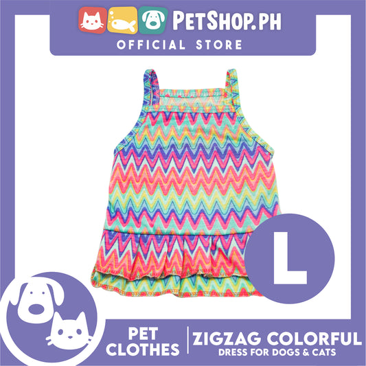 Pet Dress Zigzag Colorful Abstract Dress (Large) Suitable for Dogs and Cats