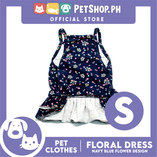 Pet Dress Navy Blue Floral Dreess (Small) Perfect Fit for Dogs and Cats