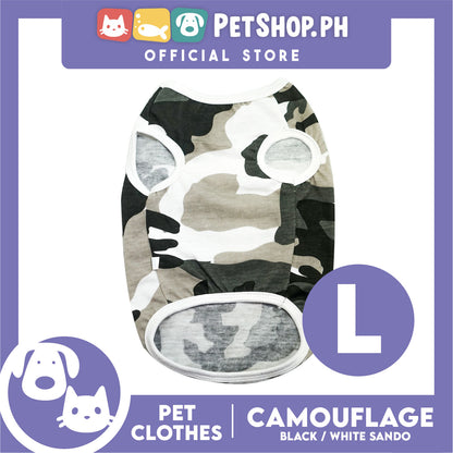 Pet Sando Camouflage Black and White Sando (Large) Perfect Shirt for Male Dogs and Cats