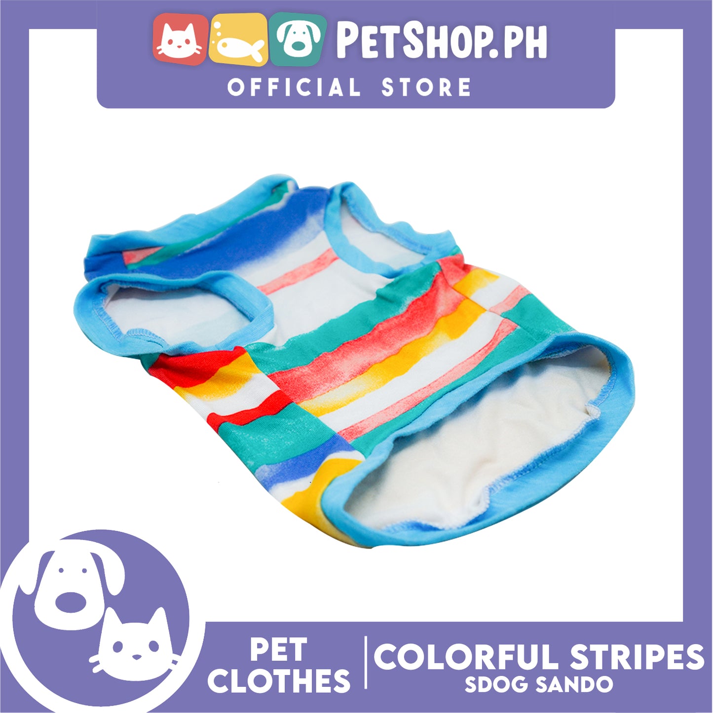 Pet Shirt Colorful Stripes Sando Shirt (Large) Perfect Fit for Dogs and Cats