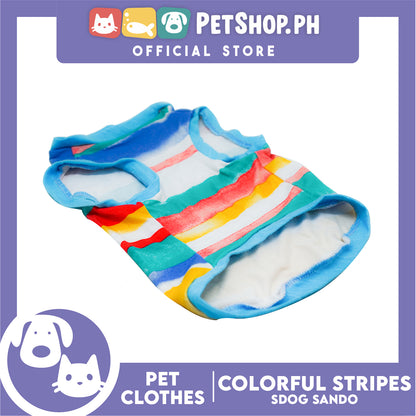 Pet Shirt Colorful Stripes Sando Shirt (Large) Perfect Fit for Dogs and Cats