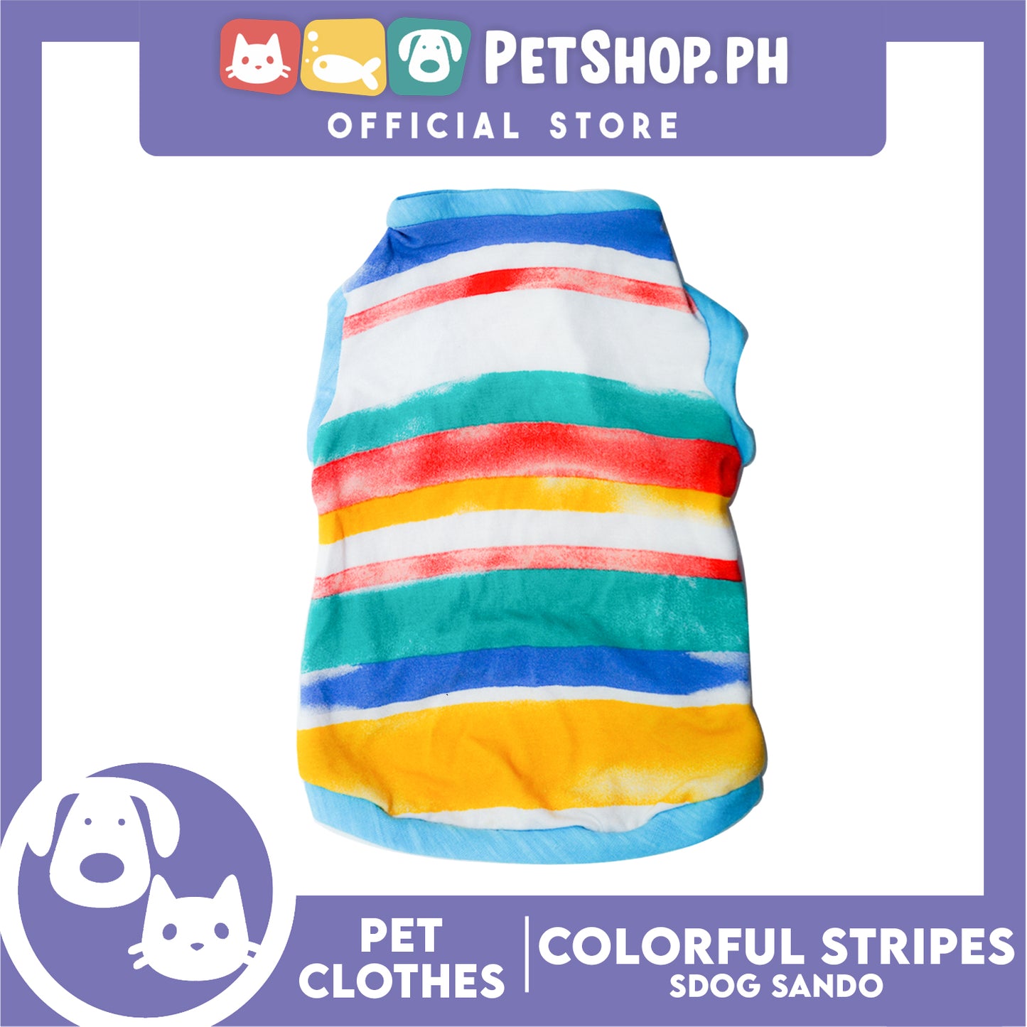 Pet Shirt Colorful Stripes Sando Shirt (Large) Perfect Fit for Dogs and Cats
