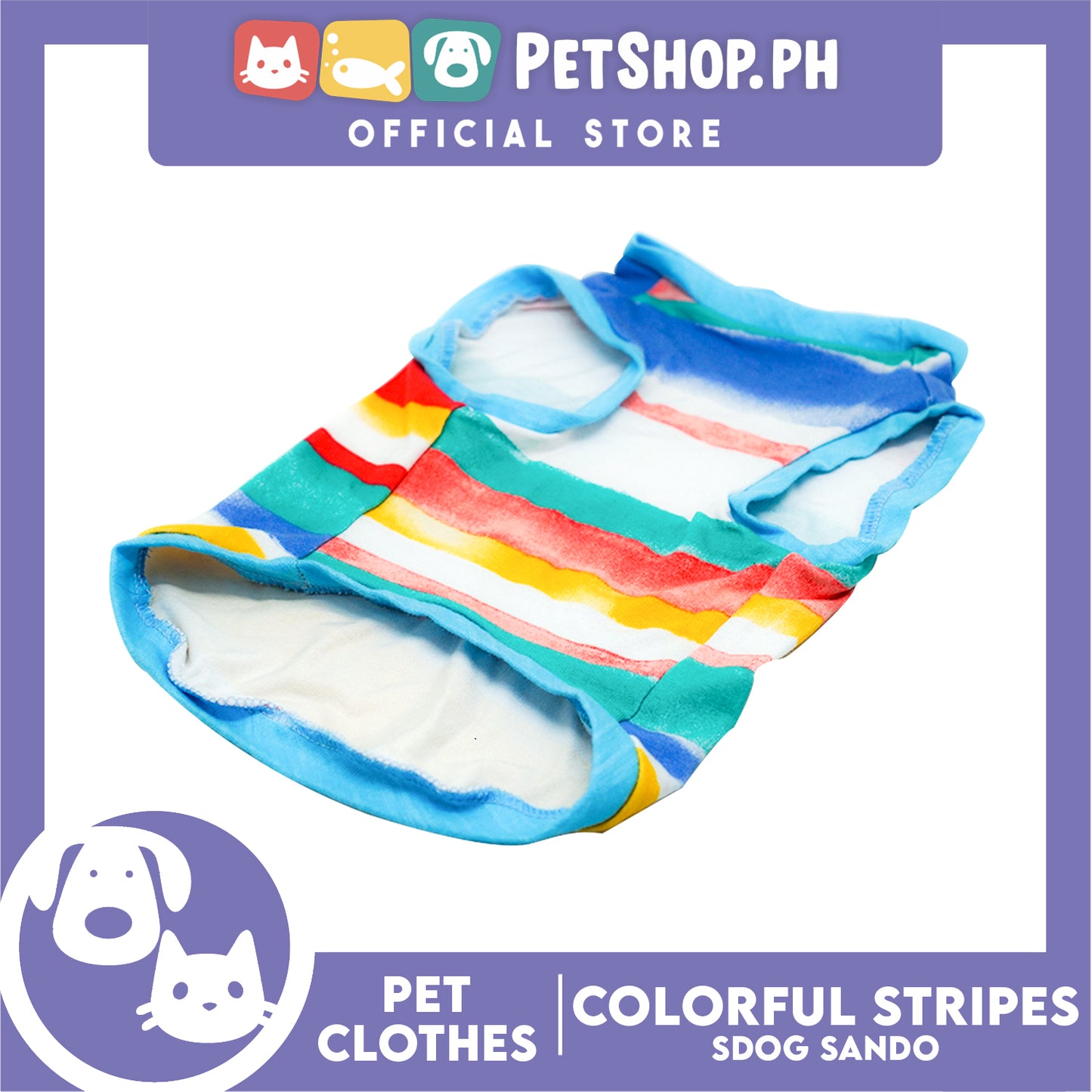 Pet Shirt Colorful Stripes Sando Shirt (Large) Perfect Fit for Dogs and Cats