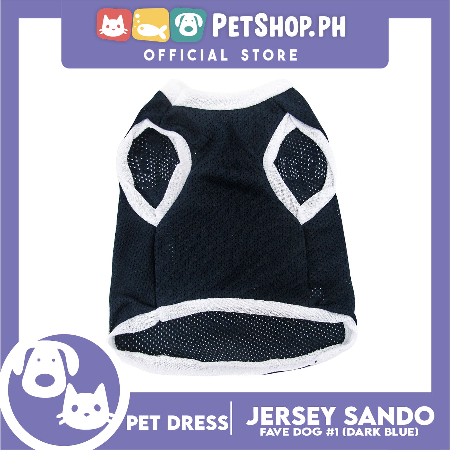 Pet Sando Dri-fit Jersey Blue (Small) for Small Dog- Dri-fit Breathable Jersey, Pet Sport Clothes