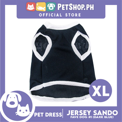Pet Sando Dri-fit Jersey Dark Blue (Extra Large) for Small Dog Dri-fit Breathable Jersey Pet Sport Clothes