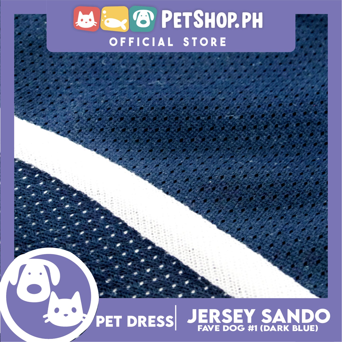Pet Sando Dri-fit Jersey Dark Blue (Extra Large) for Small Dog Dri-fit Breathable Jersey Pet Sport Clothes