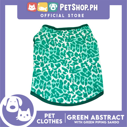 Pet Sando Green Abstract with Green Pipping Sando (Medium) for Small Dog- Dri-fit Breathable Jersey, Pet Sport Clothes